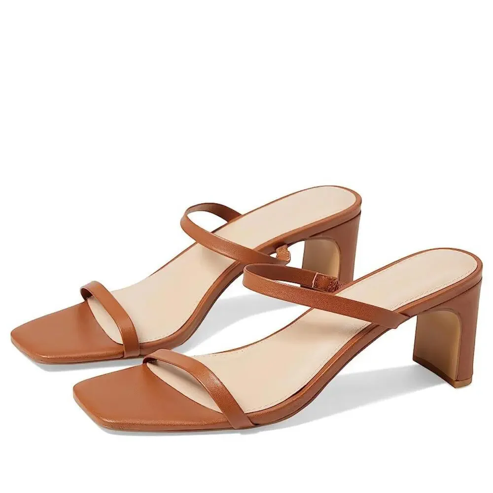 FARYL by Farylrobin Analisa Sandals Women's 11 Cognac Leather Square Toe GAL1106